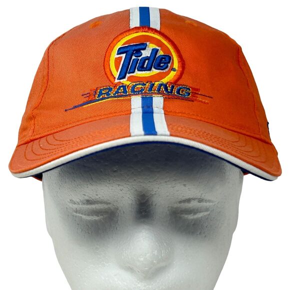 Vintage Y2Ks Tide Racing NASCAR Hat Cap Orange Strapback Downey Auto 6 Panel - Picture 2 of 11